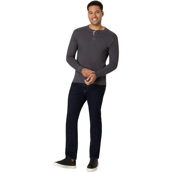 TBeefy Men Cotton Henley Long Slate Heather Sleeve Shirt Casual Classic Soft Top - Picture 5 of 5